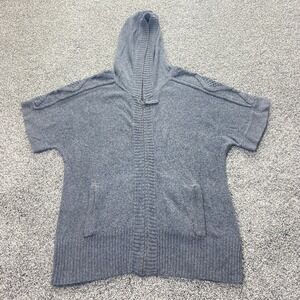 Tommy Hilfiger Sweater Womens M Gray Ragg 3D Cable Knit Full Zip Jacket Hoodie